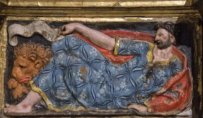 Naklejka premium Détail de retable baroque à Muelas del Pan, Castille-et-León, Espagne