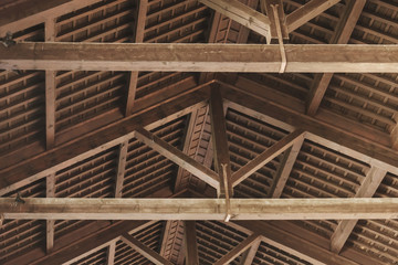 Wooden roof beams