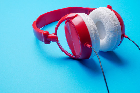 Picture of red with white headphones