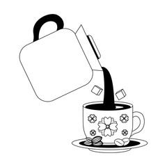 coffee teapot with cup isolated icon vector illustration design