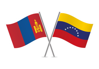 Mongolia and Venezuela flags. Vector illustration.