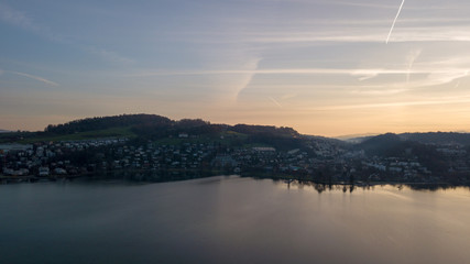 aerial view of beautiful lake