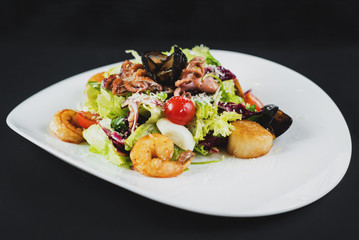 Tasty salad dish from seafood