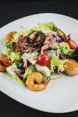 Tasty salad dish from seafood