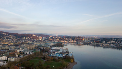 aerial view of beautiful lake