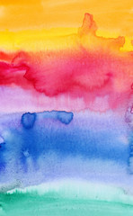 Watercolor color stains and brush strokes
