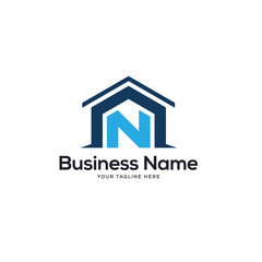 N initial company Logo Template