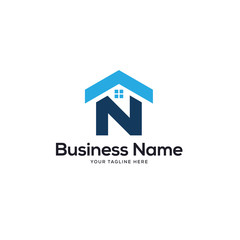 N initial company Logo Template