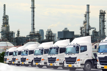 New truck fleet with Oil refinery indsutry concept.