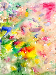 Watercolors stains and flowing paints