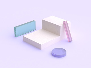 3d rendering clear shape purple scene minimal abstract