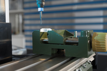CNC milling machine processing plastic detail.Cutting plastic  modern processing
