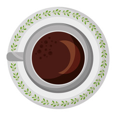 top view coffee cup on dish vector illustration