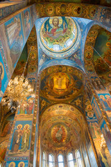 Fototapeta na wymiar RUSSIA, SAINT PETERSBURG - AUGUST 18, 2017: Interior of Church of the Savior on Spilled Blood in Saint Petersburg, Russia