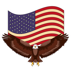 american bald eagle emblem with USA flag vector illustration design
