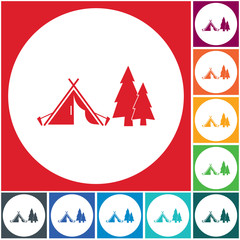 Stylized icon of tourist tent