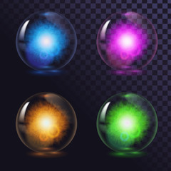 A set of glass glowing magic balls
