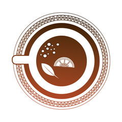 aerial view delicious lemon tea cup with dish isolated icon vector illustration design