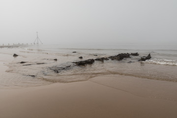 Remains of the 1917 wreck of SS Fernebo, Cromer, Norfolk