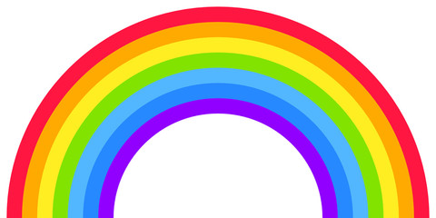 Rainbow arc shape, half circle, bright spectrum colors, colorful striped pattern