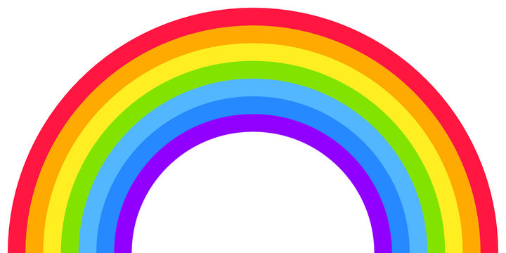 Rainbow arc shape, half circle, bright spectrum colors, colorful striped pattern