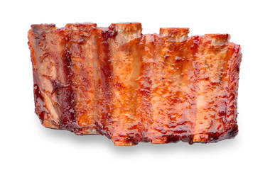 Delicious grilled ribs on white background