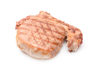 Tasty grilled steak on white background