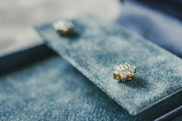 diamond earrings in jewelry box