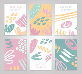 Fototapeta na wymiar Abstract colorful backgrounds set. Hand drawn templates for card, flyer and invitation design. Vector illustration.