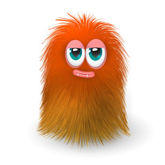 Fototapeta premium Fluffy funny orange monster or alien