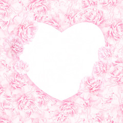 Obraz premium Peony flower heart. Greeting card background
