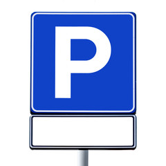 Road sign parking with space for text