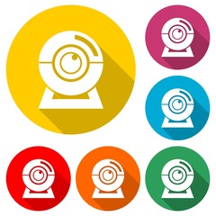 Webcam sign icon, color icon with long shadow