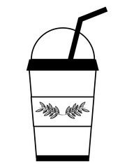 iced herbs tea cup in plastic container vector illustration design