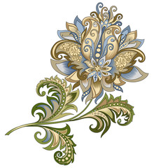 decorative vintage gold and blue flower