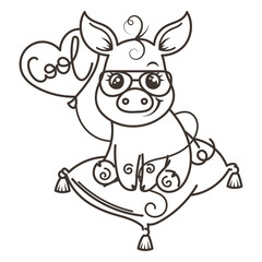 Cute cartoon baby pig in a cool sunglasses