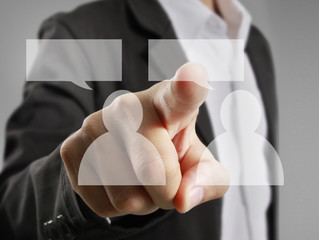Hand touch virtual icon of social network