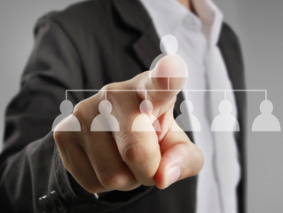 Hand touch virtual icon of social network