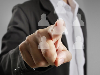 Hand touch virtual icon of social network