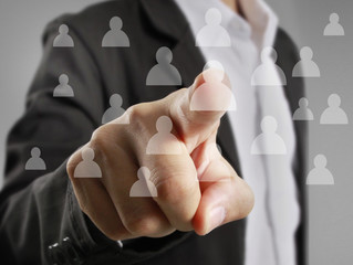 Hand touch virtual icon of social network