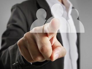 Hand touch virtual icon of social network