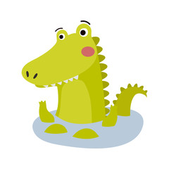 Cute Animal Vector illustration.Fun zoo. Illustration of cute alligator, crocodile.