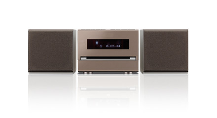 Obraz premium Modern DVD player isolated on white background with clipping path and shadow.