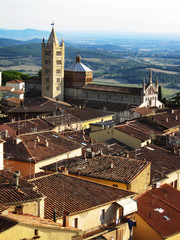 Massa Marittima, beautiful village in Tuscany Maremma, Italy. View from above with the Cathedral
