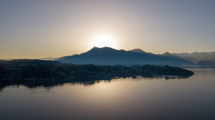 Obraz premium aerial view of beautiful lake