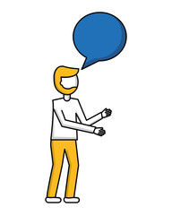 man with speech bubble talk vector illustration