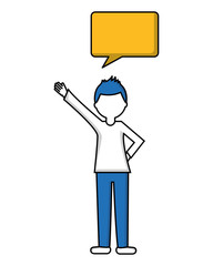 man with speech bubble talk vector illustration