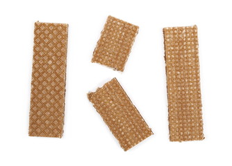 Chocolate wafers isolated on white background, top view