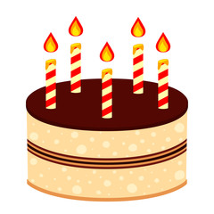 Colorful cartoon birthday cake 5 candles