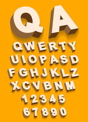 Vector of Vintage type alphabet with 3d threedimentional effect and shadow